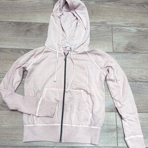 NWT James Perse Vintage French Terry Zip Up Hoodie (Faded Pink)